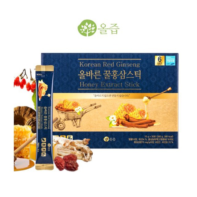 [올즙]올바른 꿀홍삼스틱 10g*30포 (쇼핑백 증정)